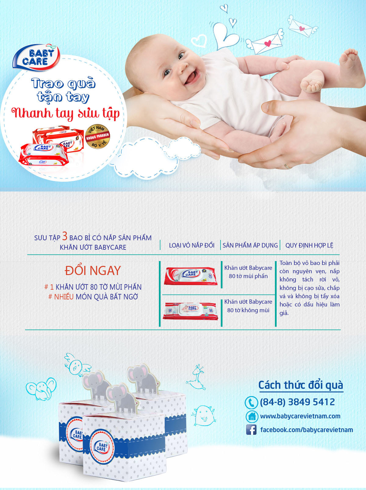 CHƯƠNG TRÌNH  KHUYẾN MÃI SƯU TẬP VỎ NẮP BABYCARE – ĐỔI QUÀ HẤP DẪN