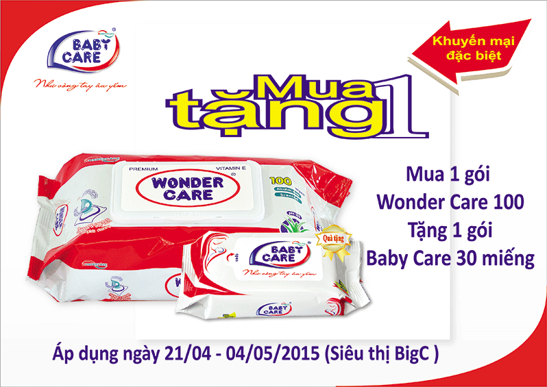 Mua 1 gói Wonder Care 100 Tặng 1 gói Baby Care 30 miếng