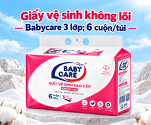 Giấy vệ sinh không lõi Babycare – 3 lớp, 6 cuộn/túi
